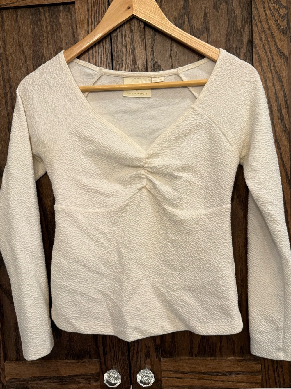 Maeve by Anthropologie White/Cream Sweetheart Textured Top